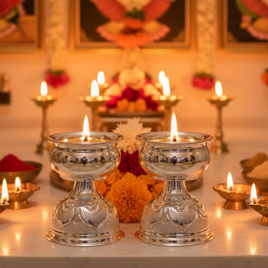 925 Silver Nakshi Time Deepam 2.5 Inches