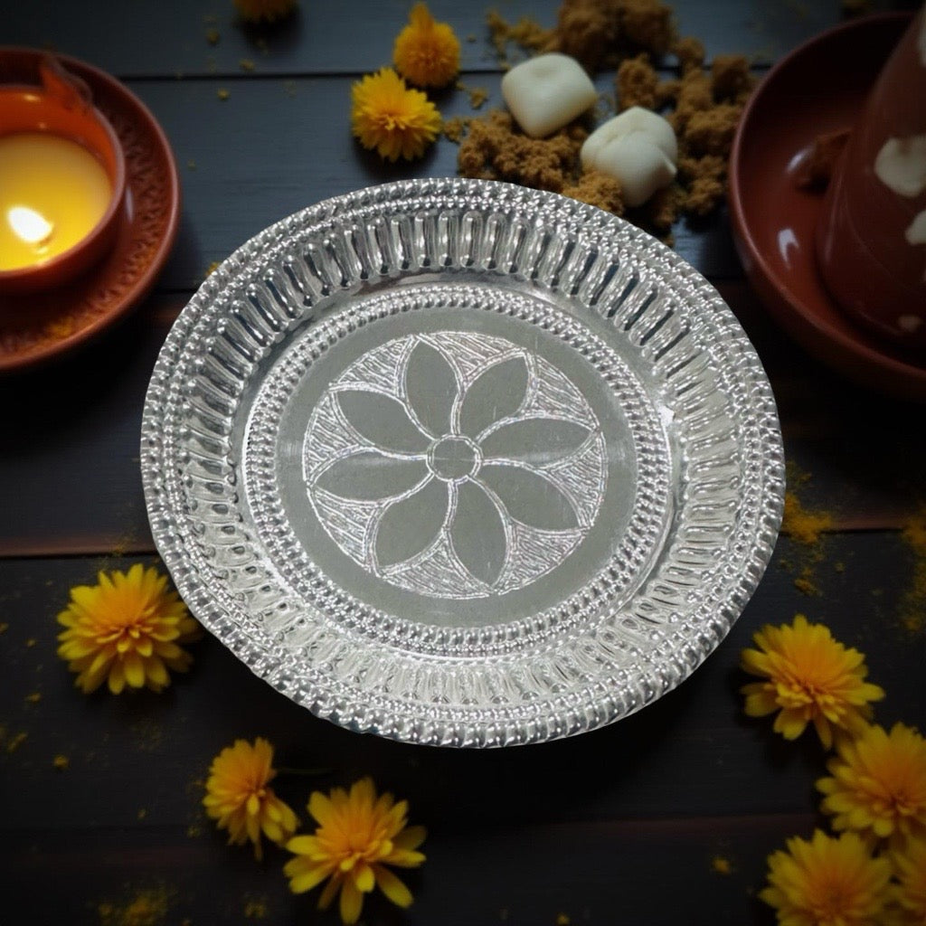 Reema Silver Nakash Plate 3.2 Inches