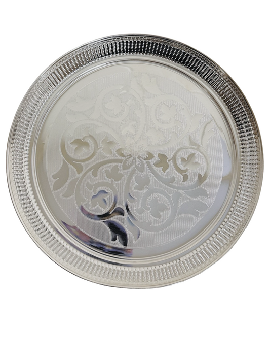 925 Silver Engraved Plate 8.8 inches