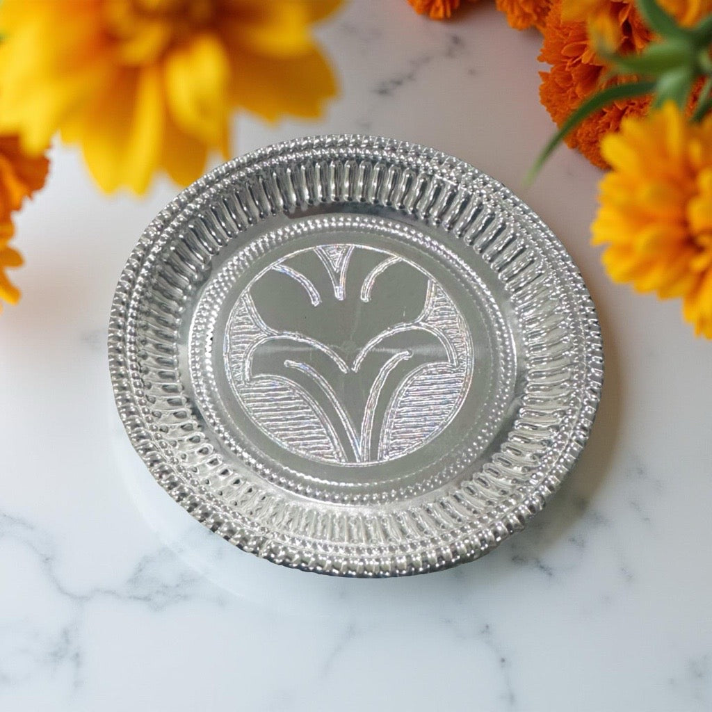 Revathi Silver Nakash Plate 3.4 Inches
