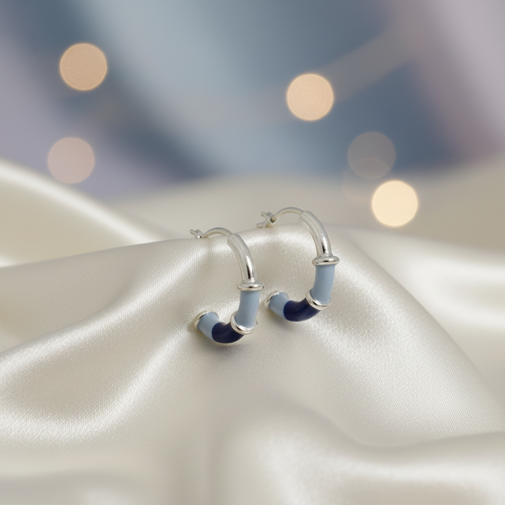 925 Sterling Silver Emma Epoxy Hoop Earring