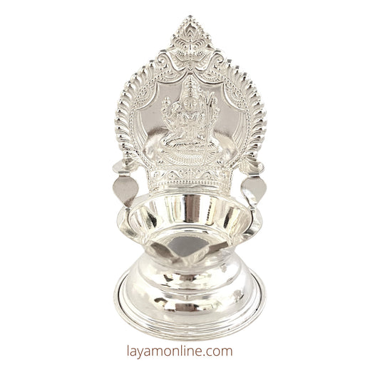 Silver Kanji Kamakshi Deepam 3.5 Inches (one Pair)