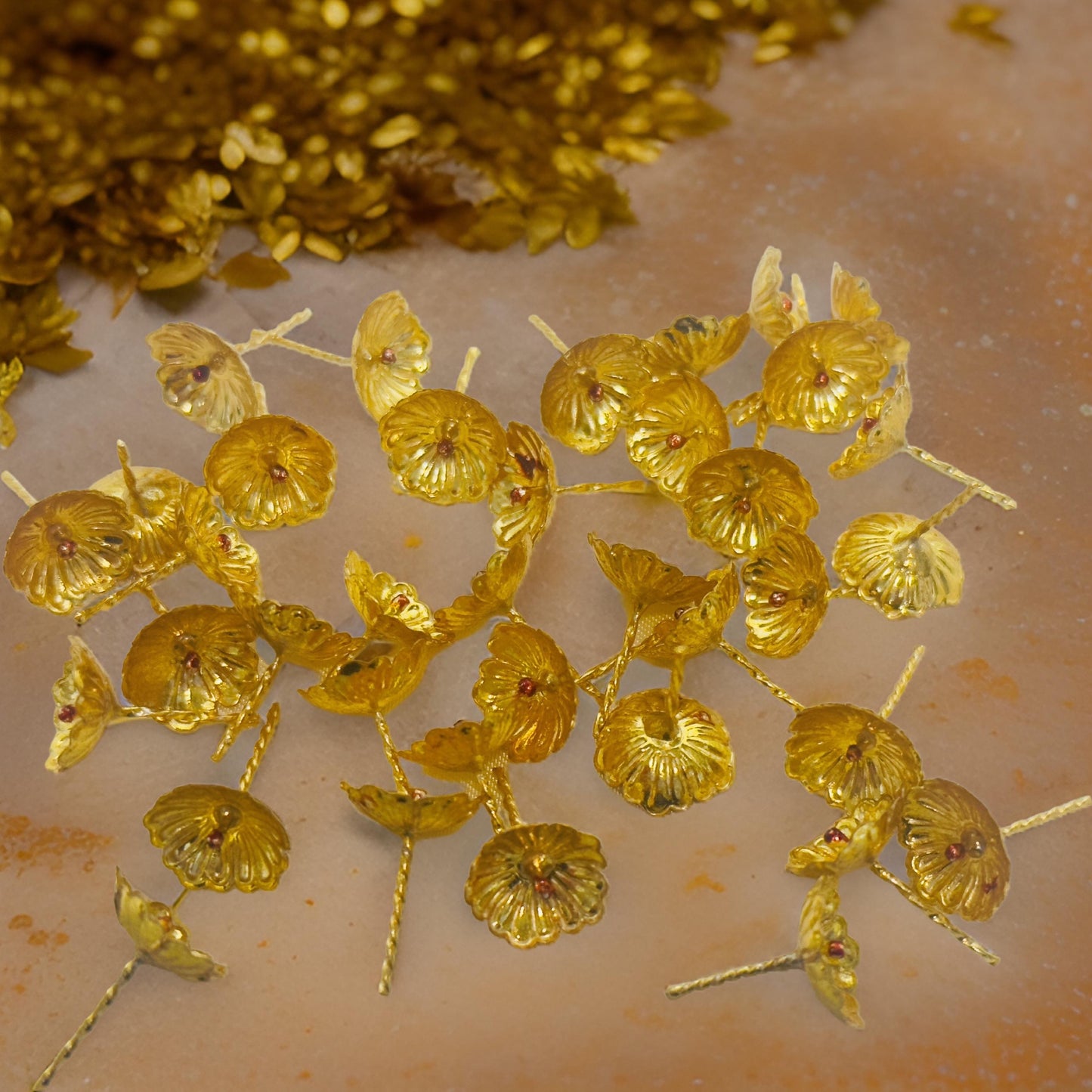 Gold Plated Silver Flowers 38 PCS