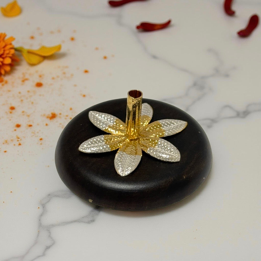 925 Silver Two Tone Flower Agarbathi Stand