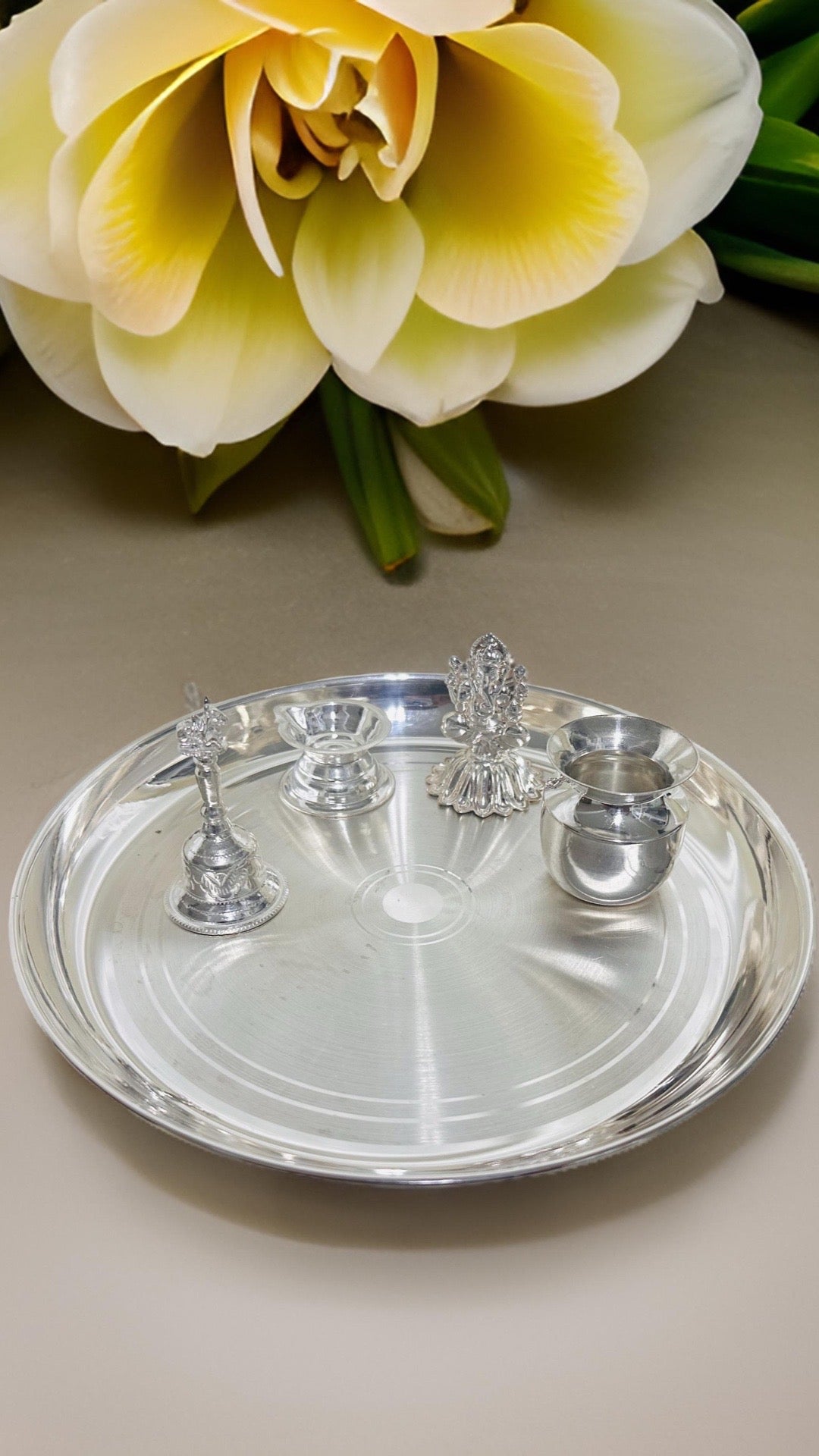 Silver Pooja Thali Set - 5 PCs