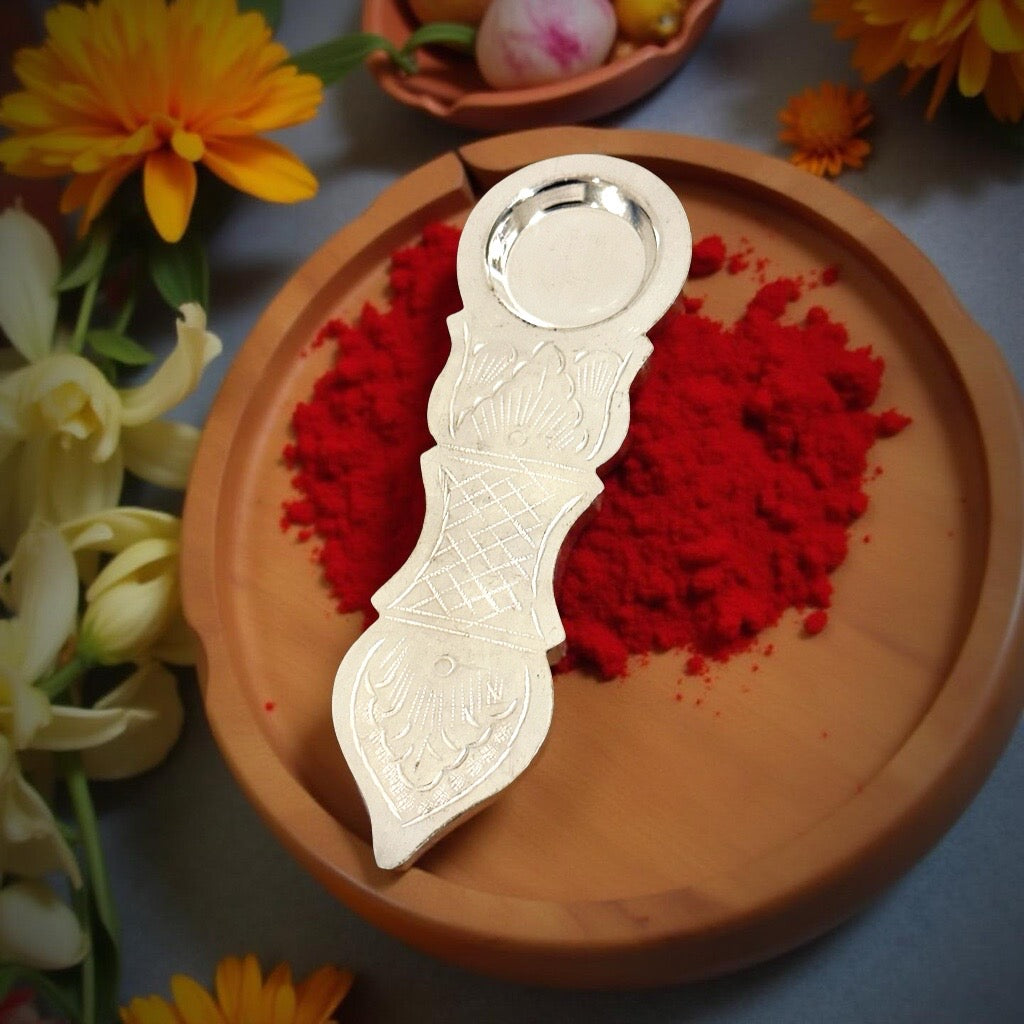 Silver Karpur Arti Diya 6.3 Inches