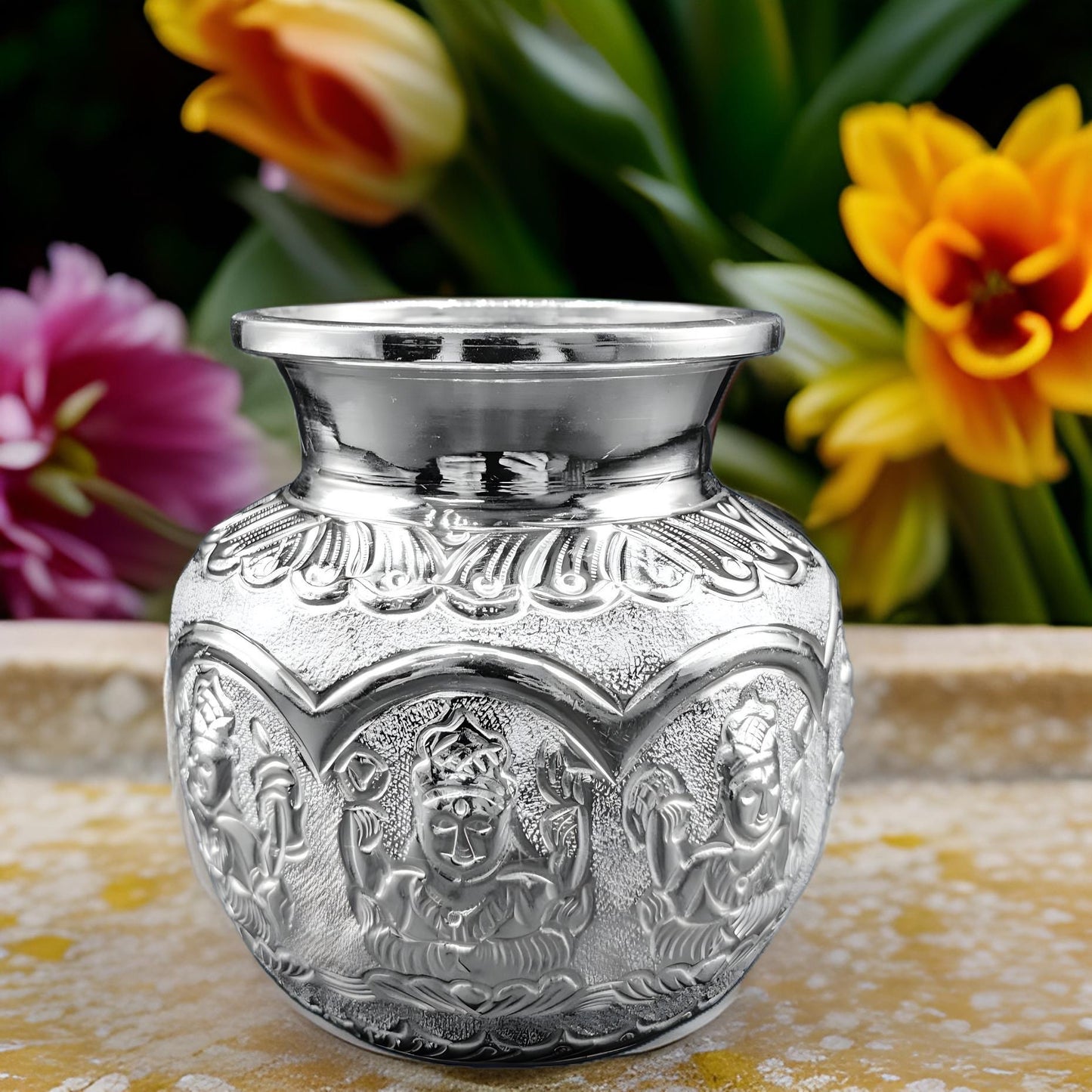 925 Silver Natasha Astalaksmi Kalash 3.5 Inches