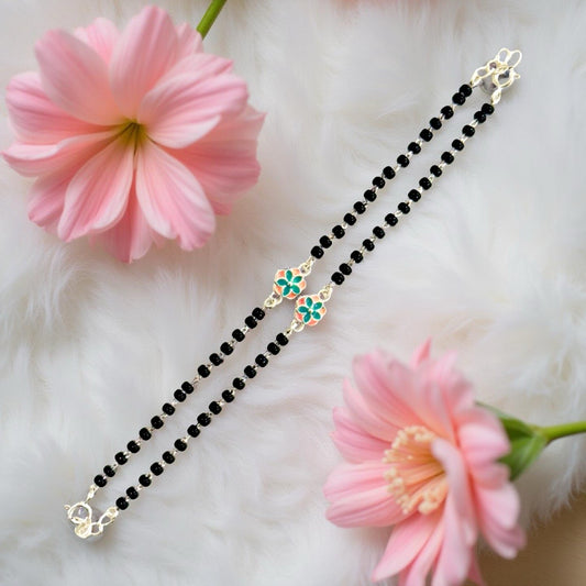 925 Silver Baby Floarl Enamel Payal/Bracelet