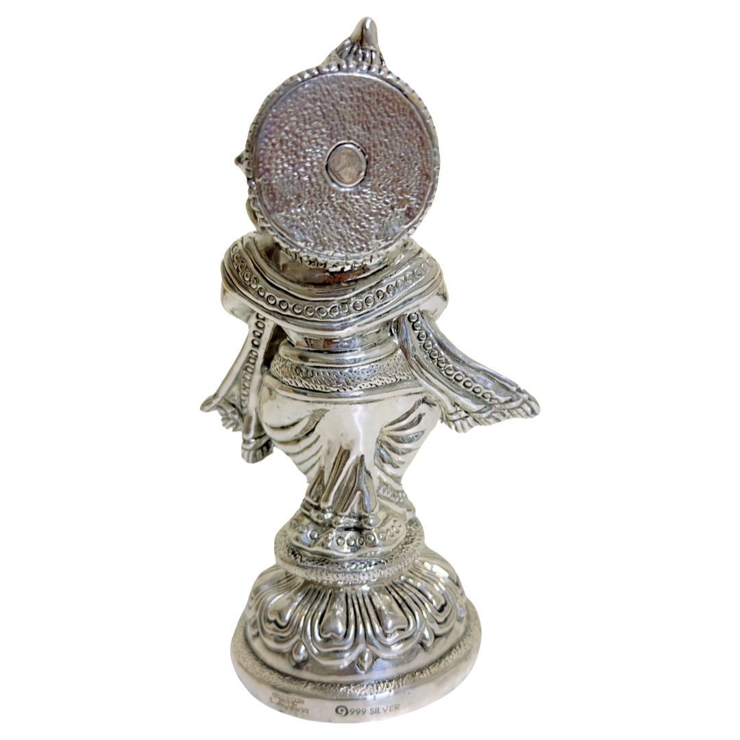 999 Silver Dholak Ganesh Idol