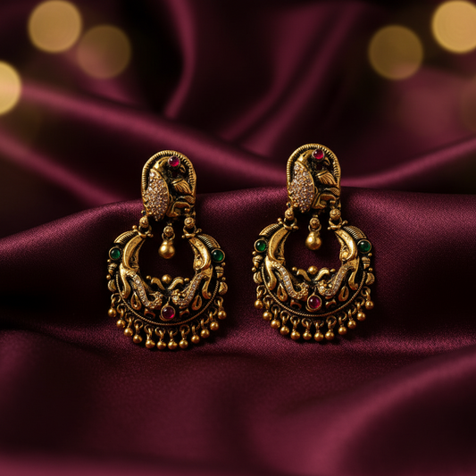 925 Silver Aashikha Antique Chandbali Earrings