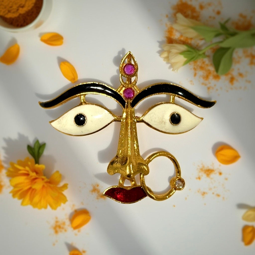 Gold Plated On 925 Silver Ammavaru Face for Coconut
