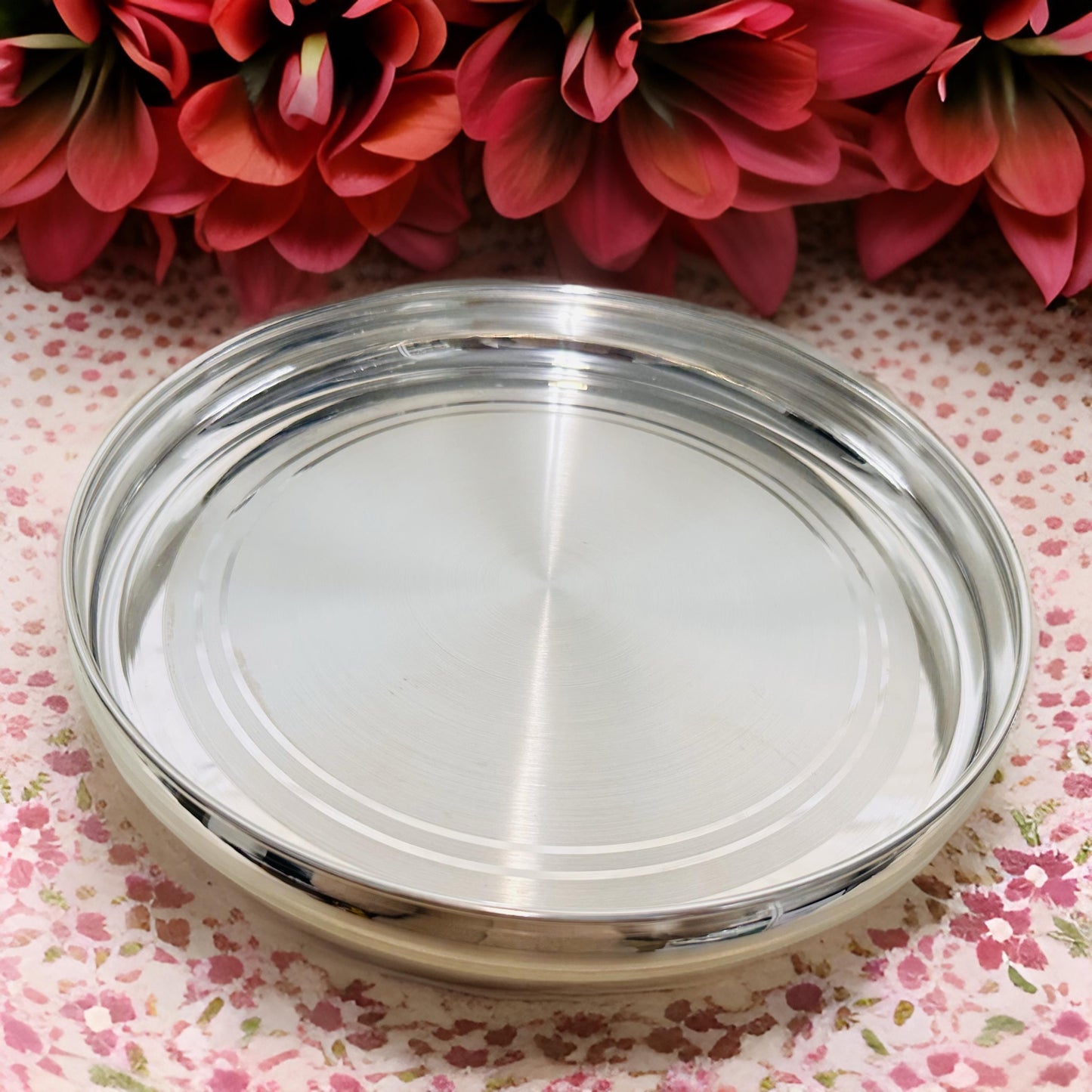 925 Silver Matt Polish Lunch-Pooja Thali Plate