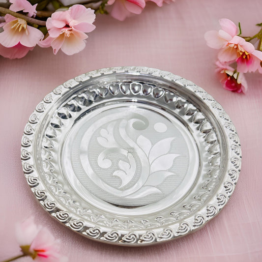 925 Silver Anika Pooja Thali Plate 6.3 Inches