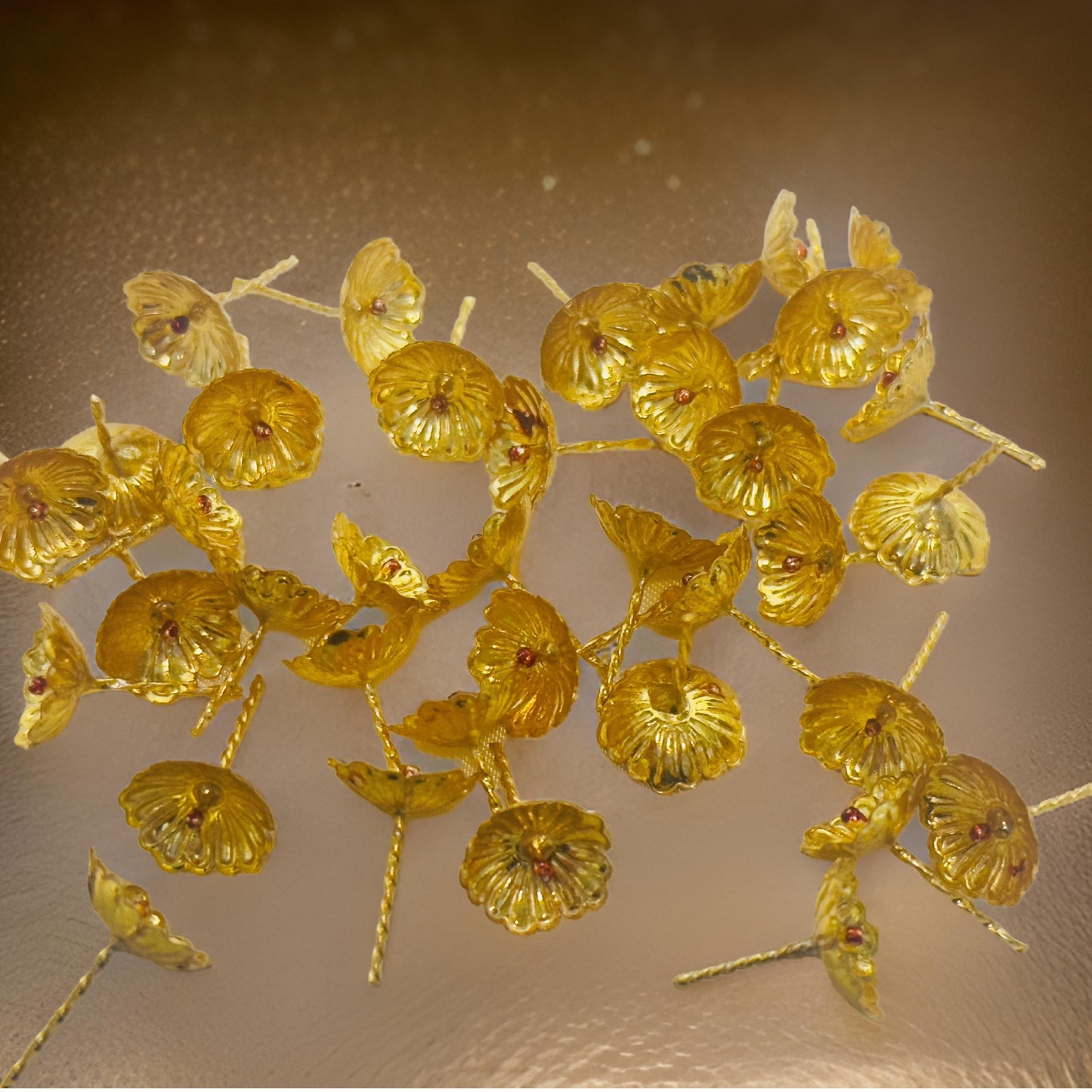 Gold Plated Silver Flowers 38 PCS