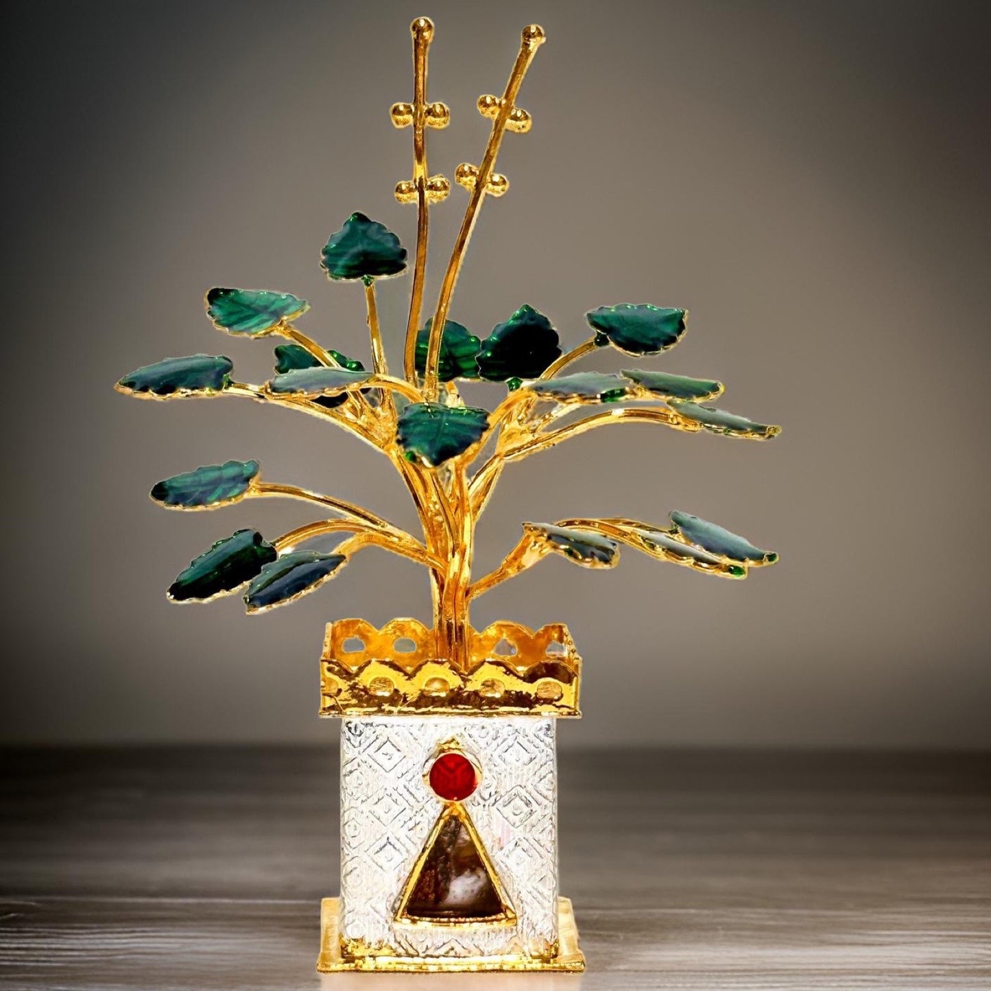 925 Silver Gold Plated Silver Tulsi Plant