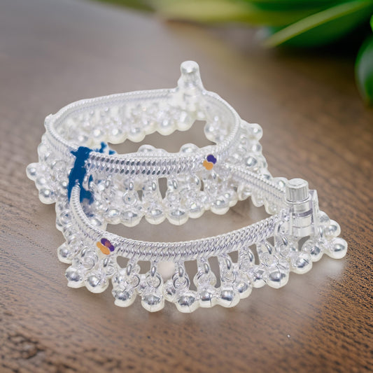 Suma Silver Baby Hollow Anklet