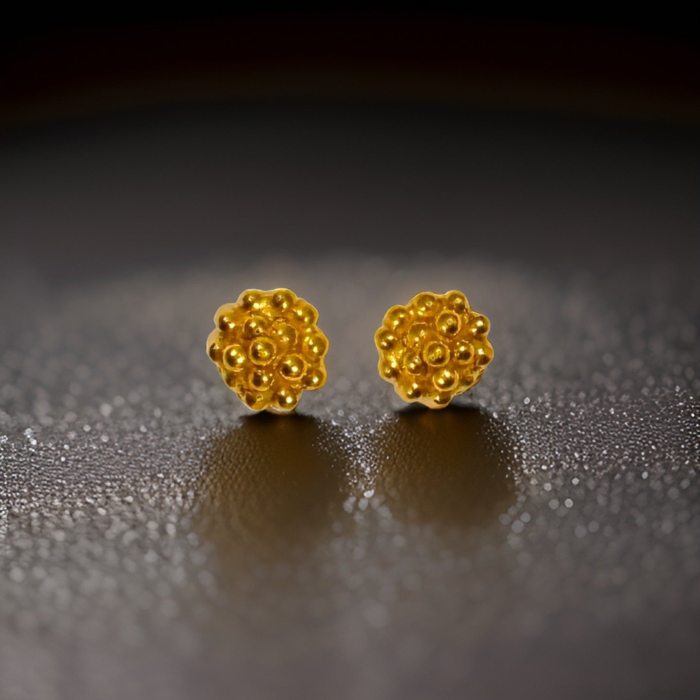 22KT Gold Dot Stud Earrings
