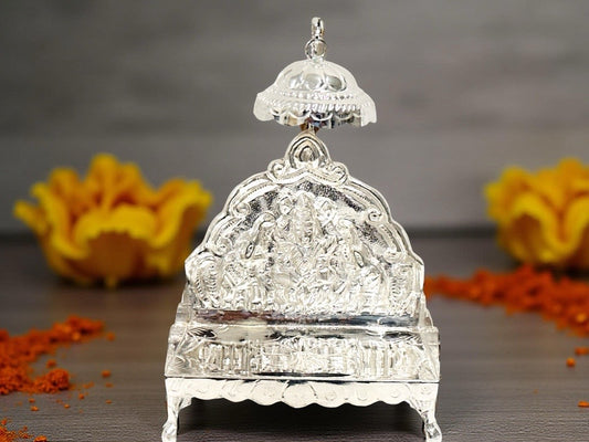 Silver Mahalakshmi Singaasan 7.5 Inches
