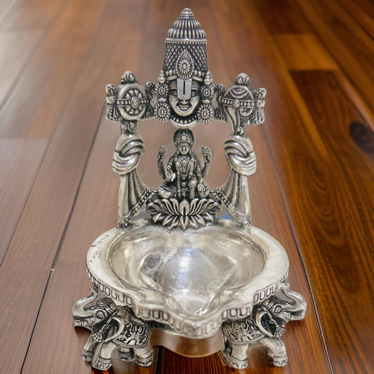 925  Antique Silver Lakshmi- Balaji Deepam