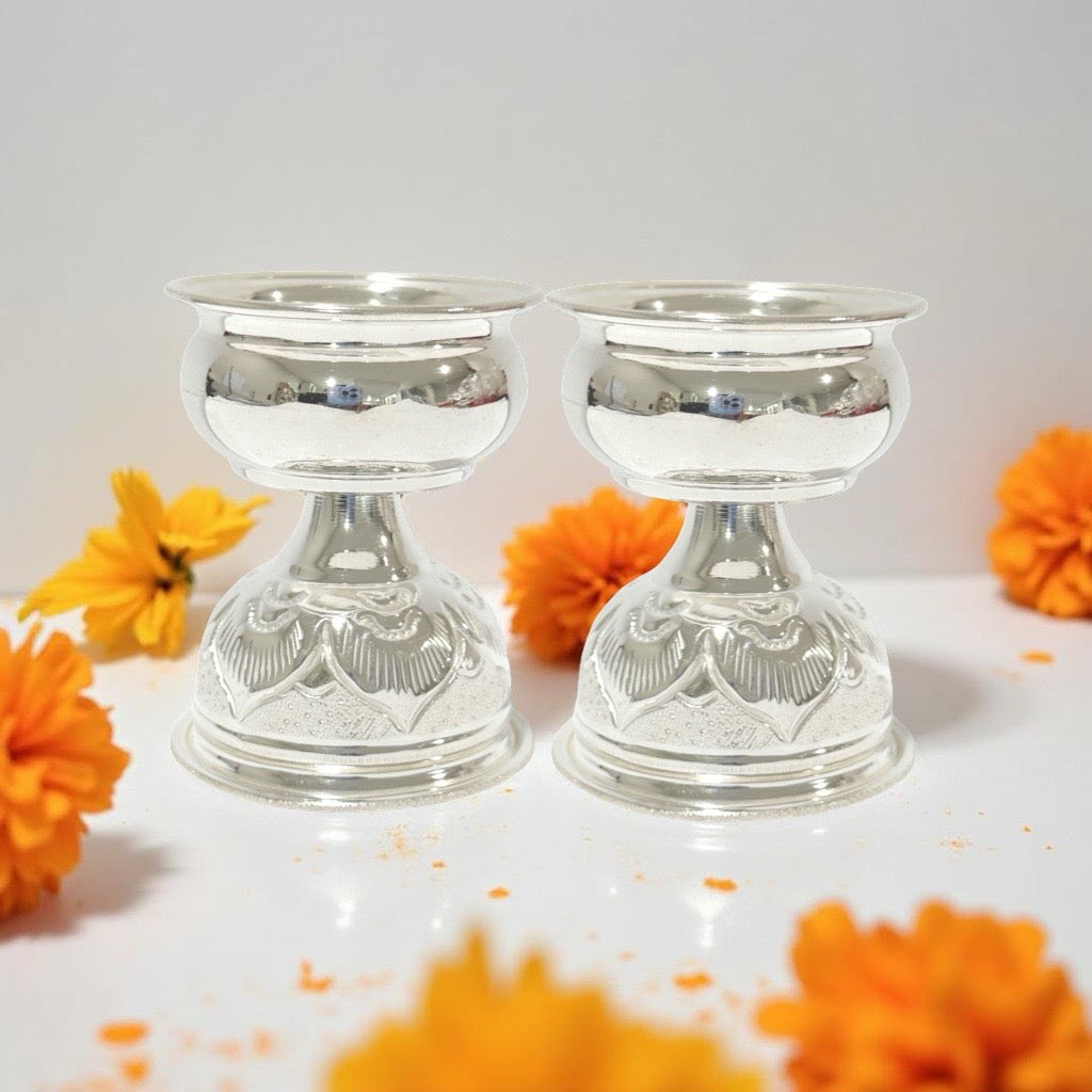 925 Silver Nakshi Time Deepam 2.5 Inches
