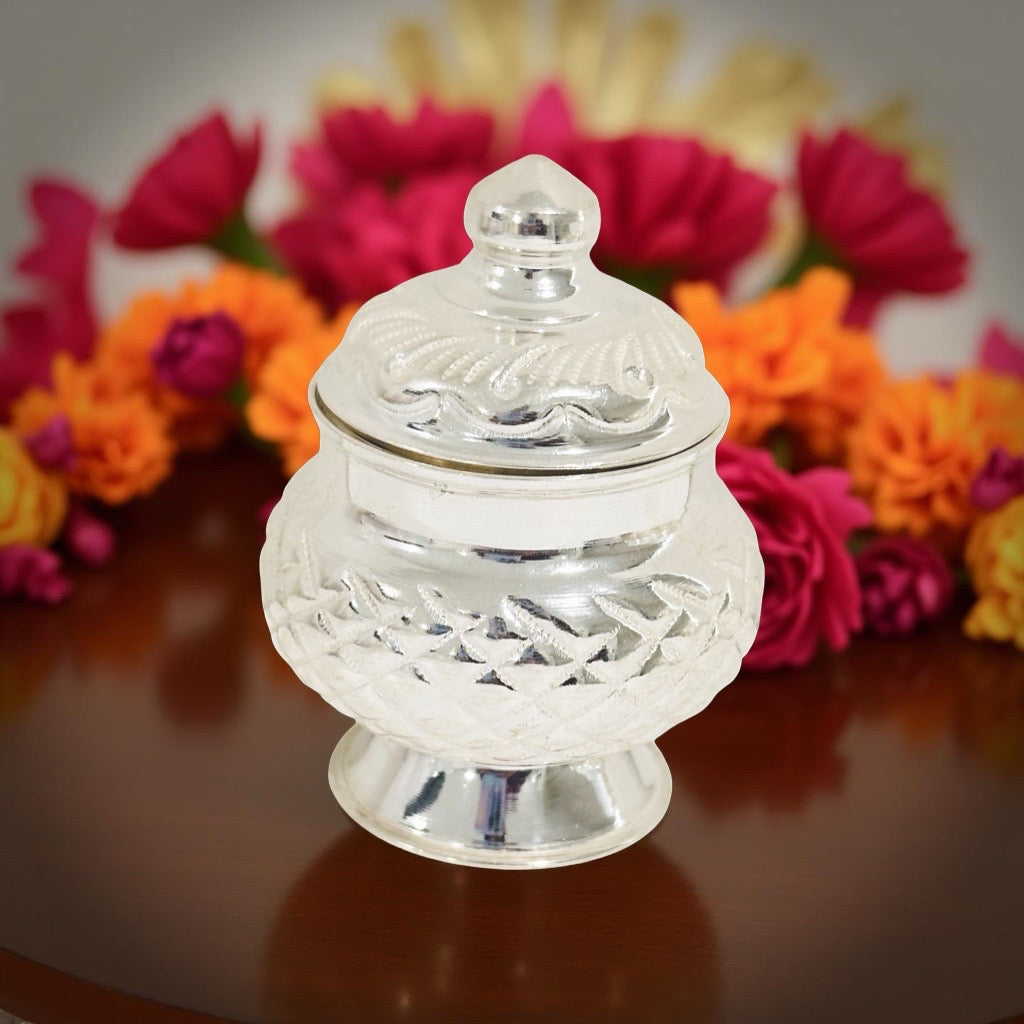 Silver Haldi Kumkum Box