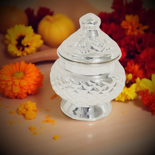 Silver Nakash Haldi Kumkum Box