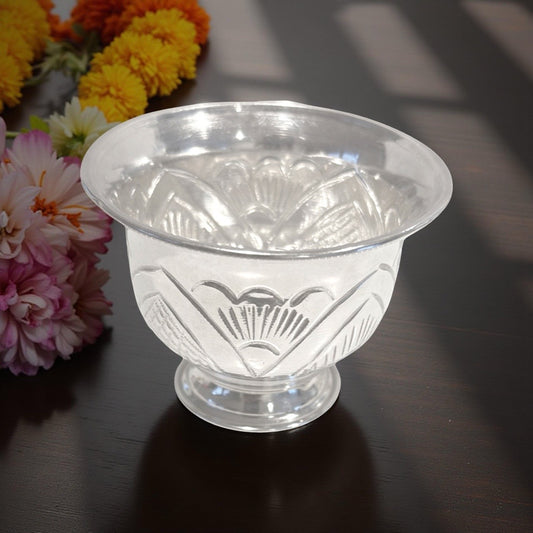 Silver Floral Pattern Chandan Cup-M2