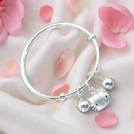 999 Pure Silver Hello Kitty Charm Adjustable Baby Bracelet