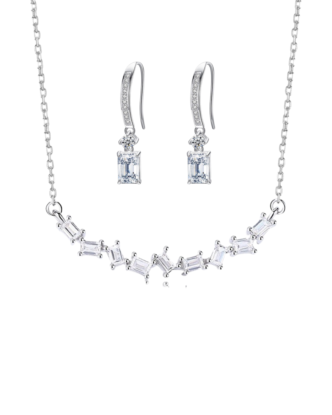 Silver Lily Neckalce and Earrings Set