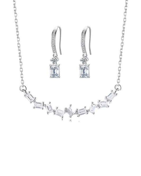 Silver Lily Neckalce and Earrings Set