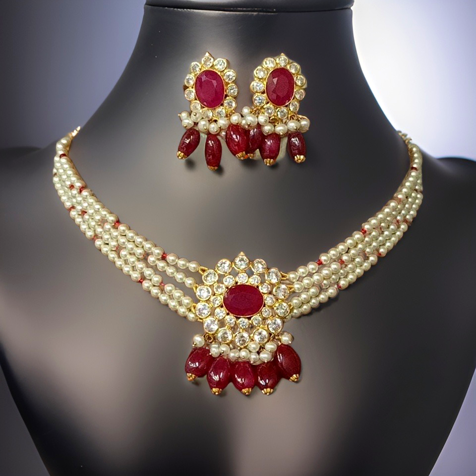 22KT Gold Ananya Chocker Necklace and Earrings Set