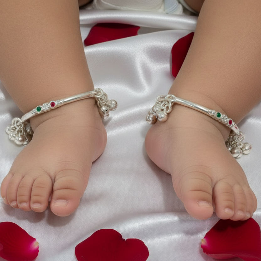 Swetha Silver New Born Anklet