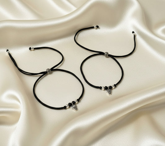 925 Silver Lotus Charm Black Thread Nazriya Payal