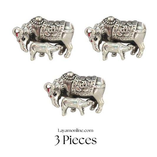 999 Pure Silver Cow and Calf Idol (3 PCs)