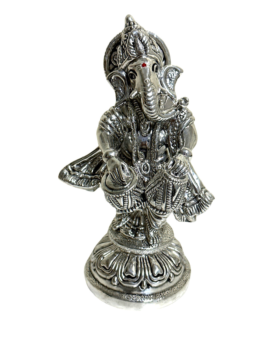 999 Silver Dholak Ganesh Idol