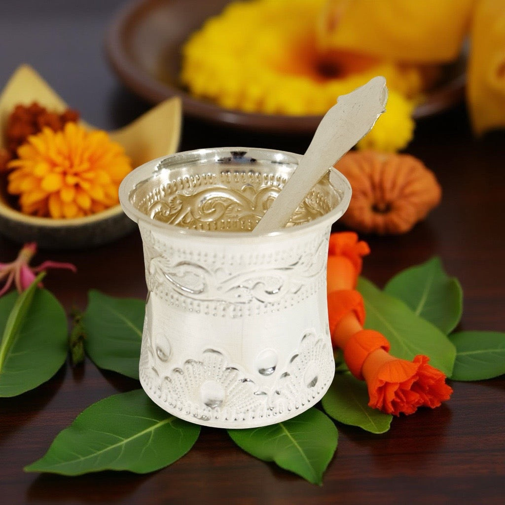 Silver Nakash Panchapathra Set 2.4 Inches