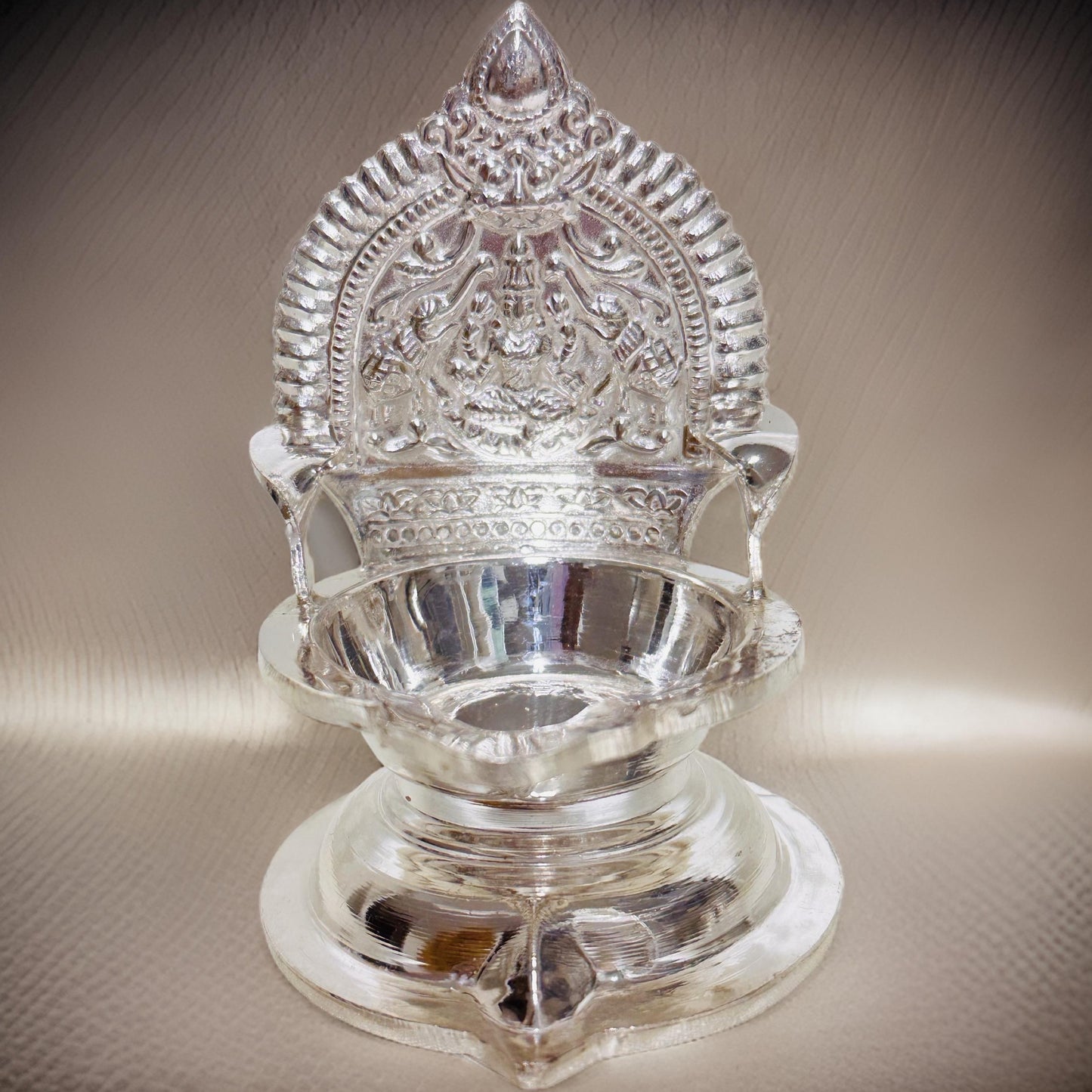 925 Silver Handmade Gajalakshmi- Kamakshi Deepam 3.8 Inches