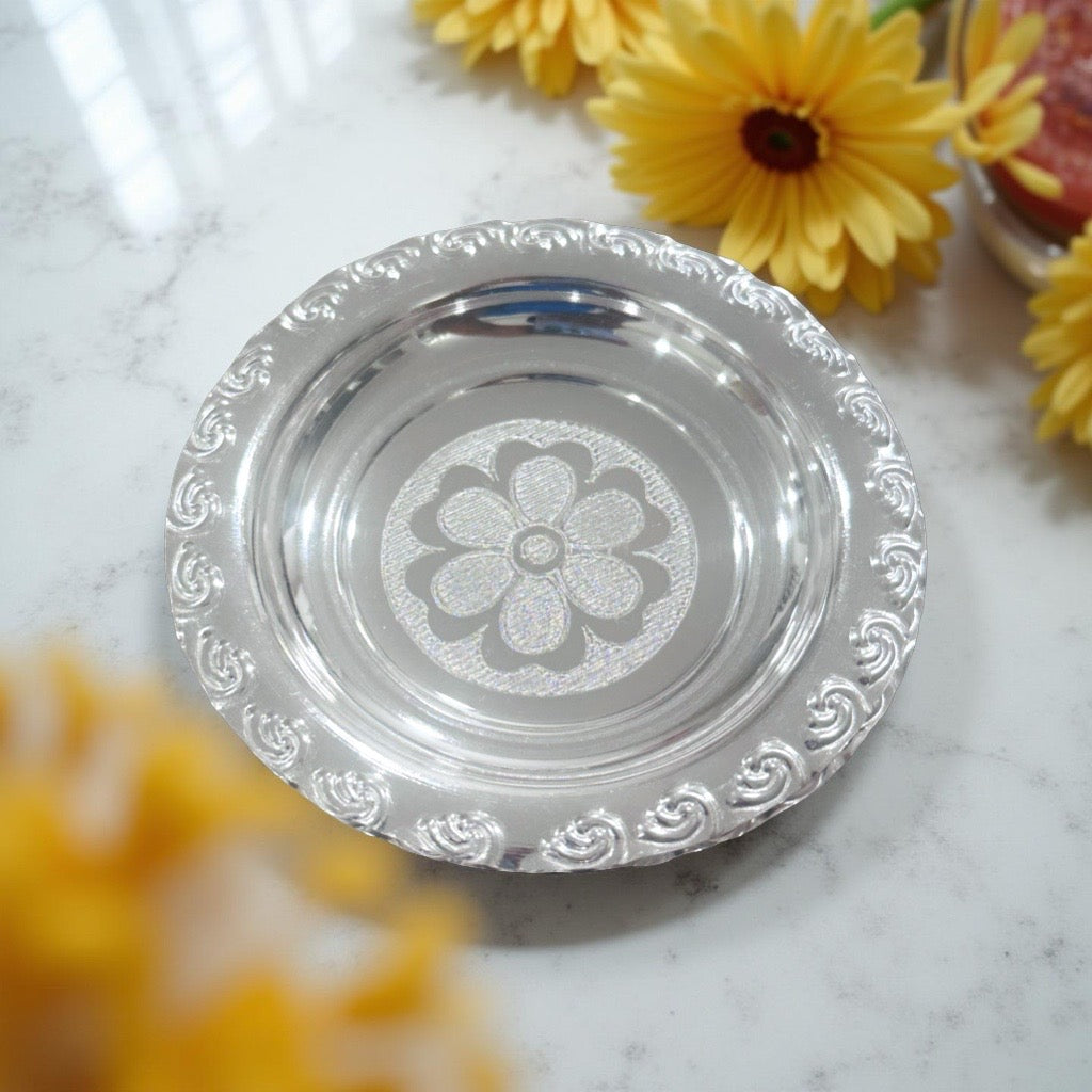 Ananya Silver Flower Nakash Plate 3.7 Inches
