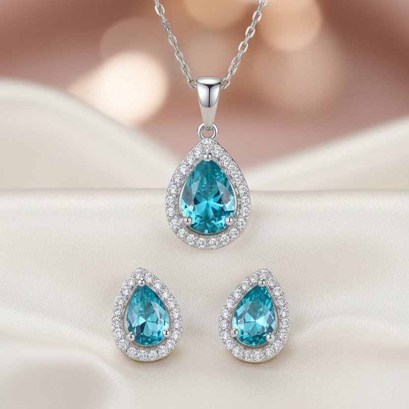 Silver Maya Necklace and Earrings Jewelry Sets