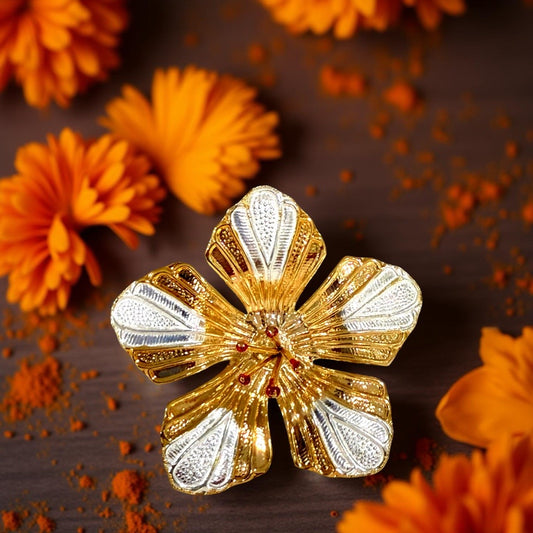 Gold Plated Silver Hibiscus Flower Diya