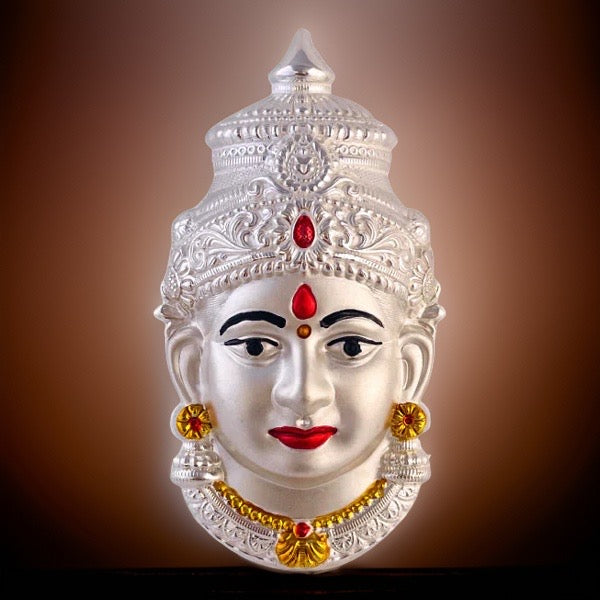 Silver Varalakshmi Face With Enamel Work