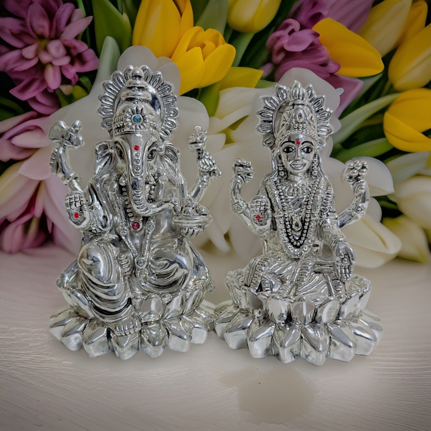 999 Silver Divya Lakshmi Ganesh Idol
