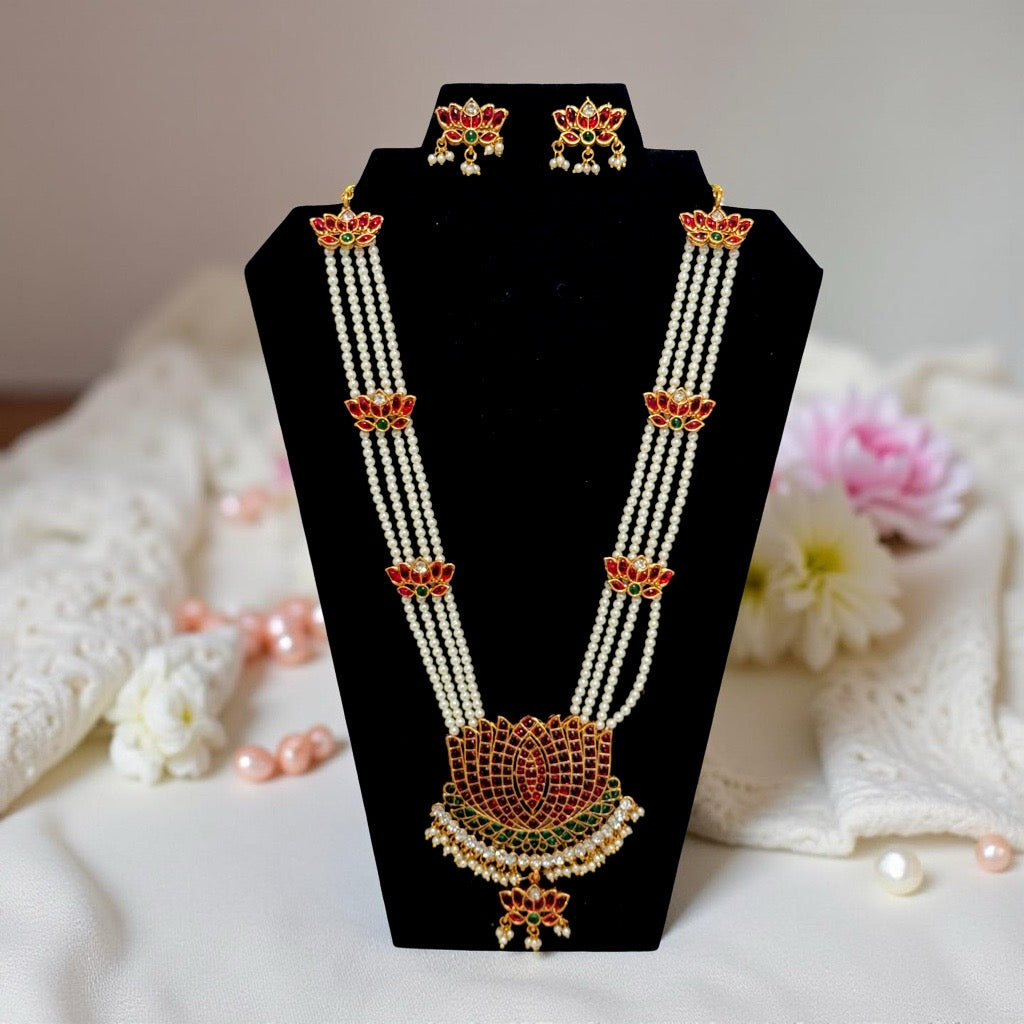 Bhanumathi kundan Long Necklace and Earrings Set