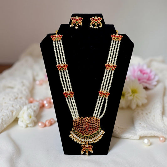 Bhanumathi kundan Long Necklace and Earrings Set