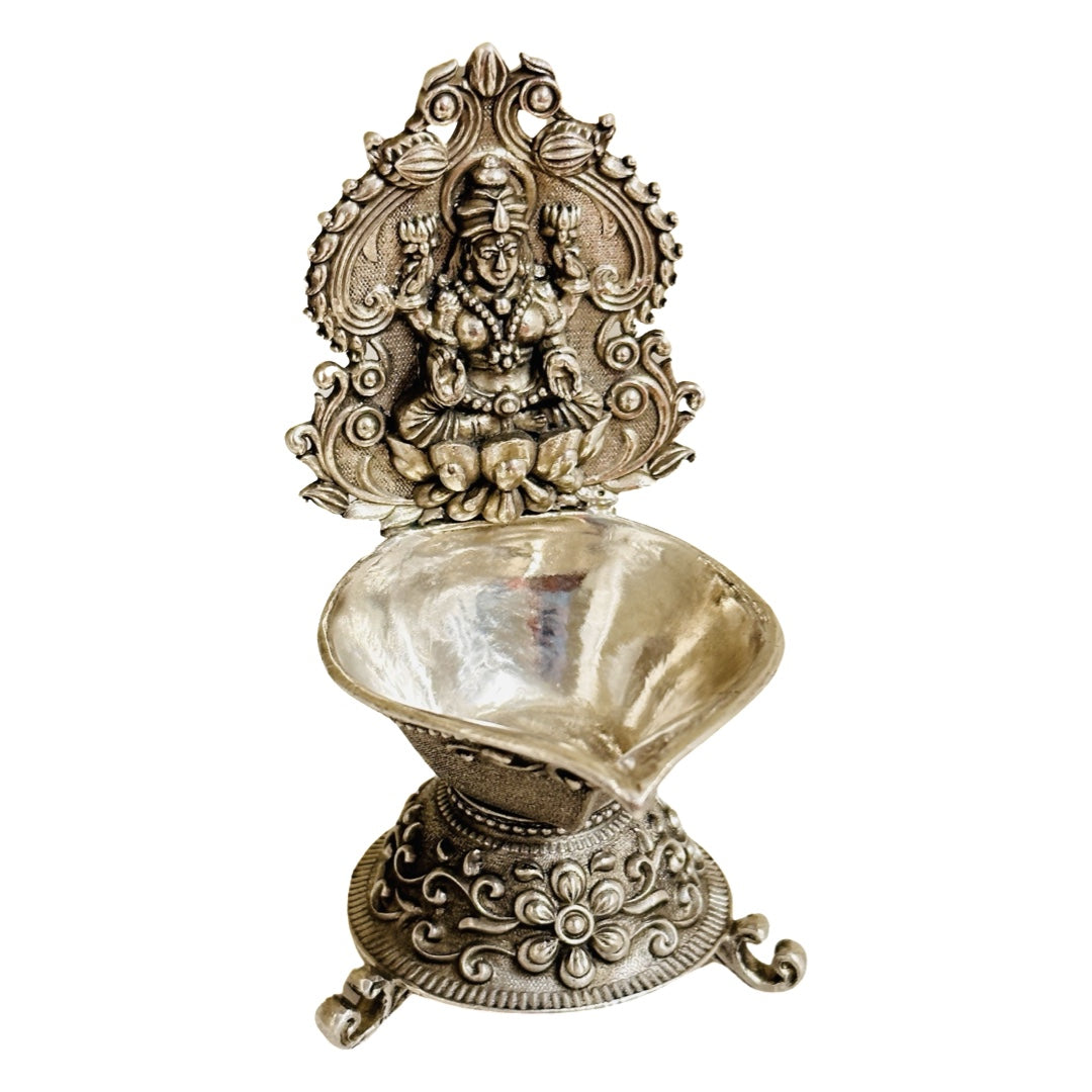925 Silver Antique Lakshmi Deepam 3.5 Inches