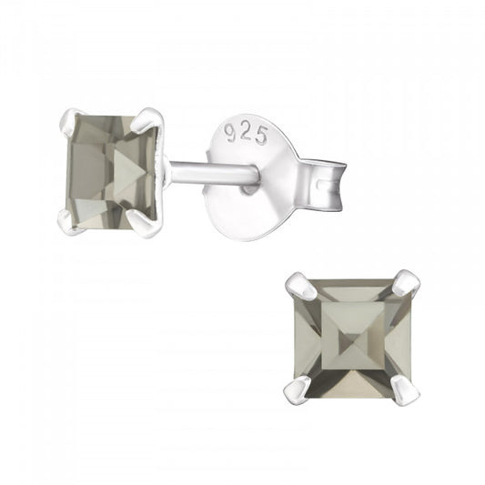 925 Silver Black Diamond Crystal Earrings