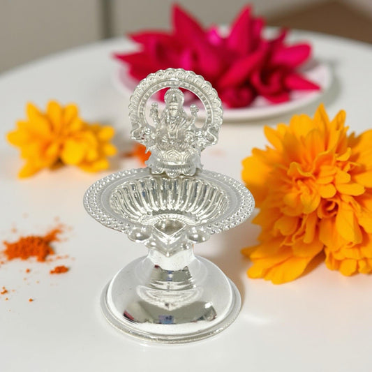 925 Silver Maha Lakshmi Diya 2.75 Inches