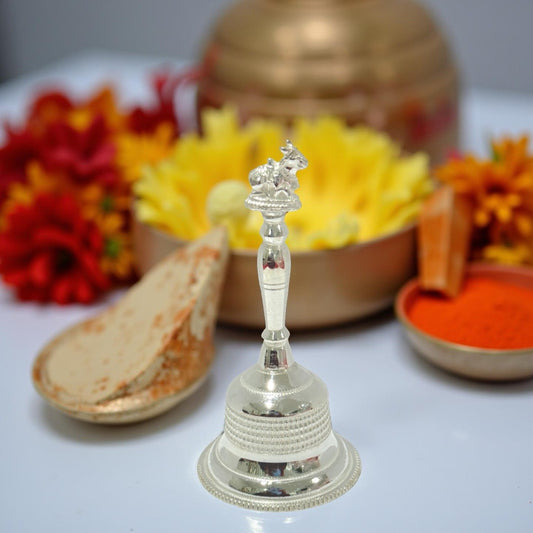 925 Silver Nandhi Pooja Bell 3.25 Inches