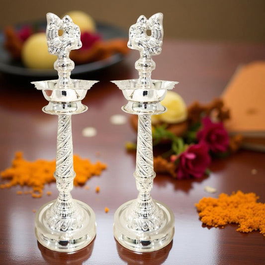 Thanmaya Silver KuthuVilakku-Kundhulu-Diya 11 Inches