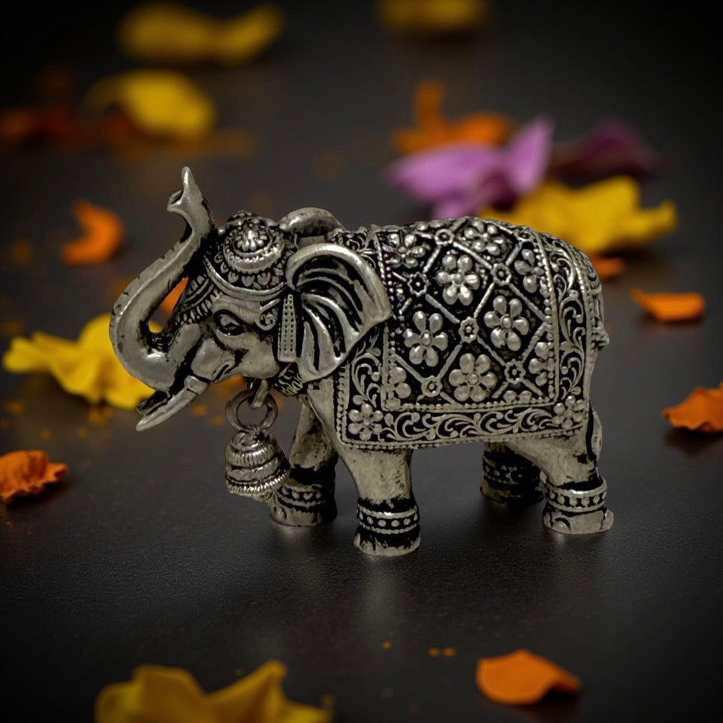 925 Silver Antique Elephnat  3D Idol- 1.2 inches